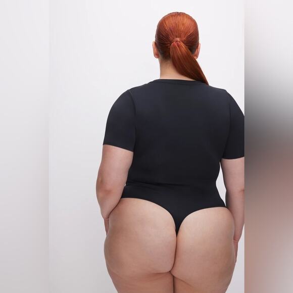 Good American Scuba Tee Thong Bodysuit Black Plus Size 5 (2X) Minimalist Office - Picture 4 of 16